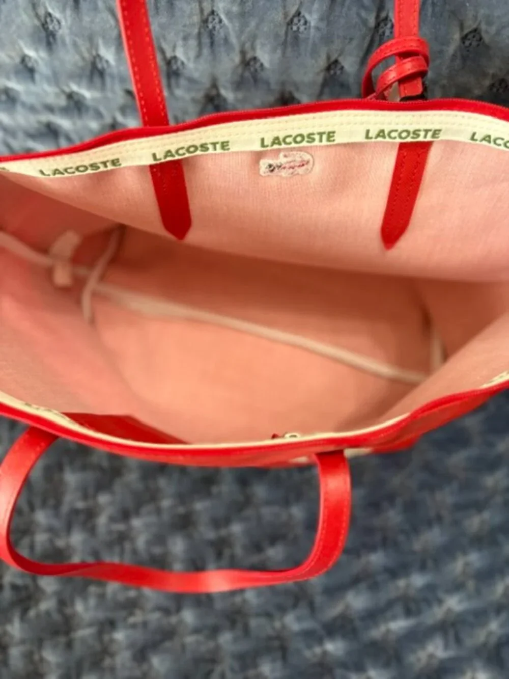 Lacoste Aurora red & white stripe shoulder bag with matching clutch